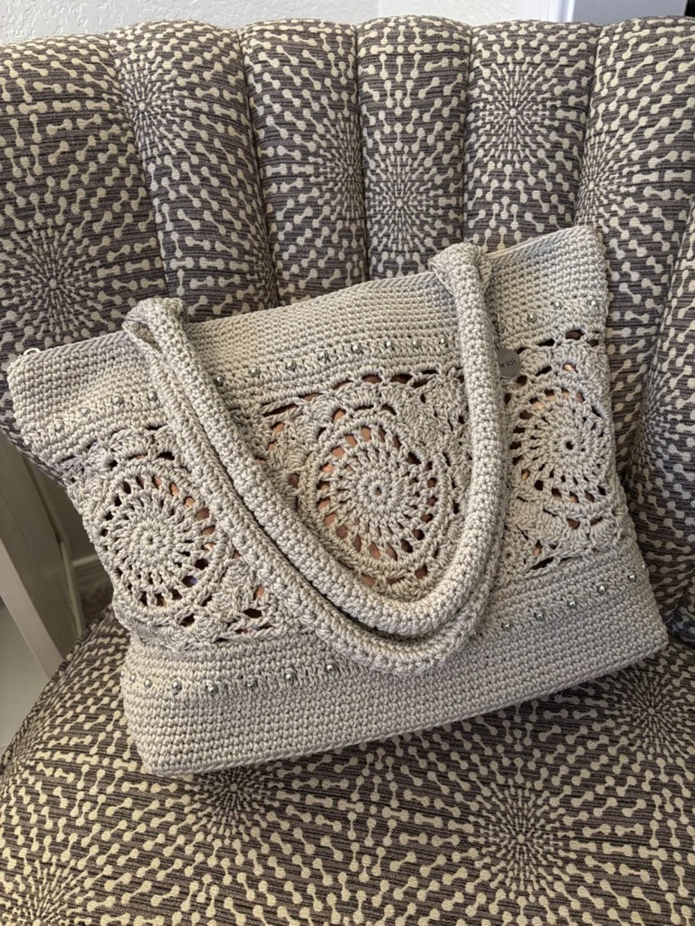 The Sak Crafted Classics Tote Crochet Natural Medallion Everyday Shoulder Bag - Picture 3 of 16